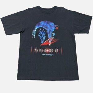 Vintage Rare 90s Darth Maul Graphic T-Shirt, Retro Black Sci-Fi Movie Tee